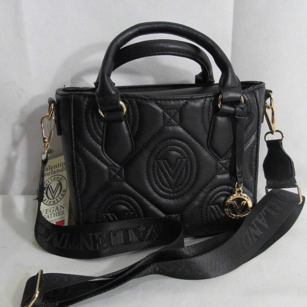 VALENTINO BLACK CHIC SWEET LITTLE TOTE NWT, WIDE STRAP, + CHARM